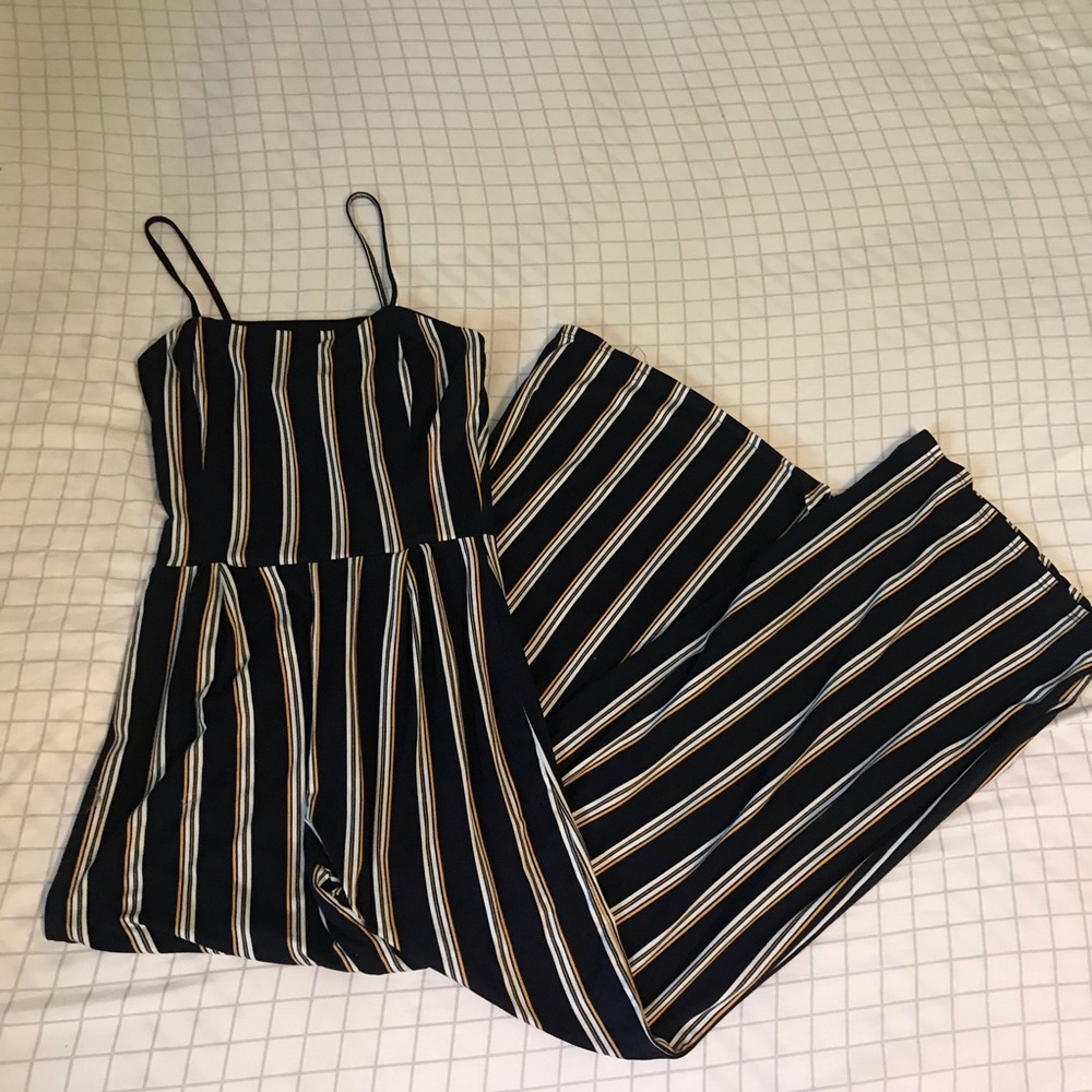 Dark Blue Striped Jumpsuit